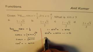 Pre Calculus Logarithms with Trigonometric Functions
