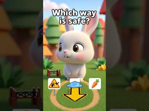 Help the Rabbit Find the Safe Path 🐰🧩 | Kids Puzzle #shorts #ytshorts #yt #bunny #cartoon #ai #cute
