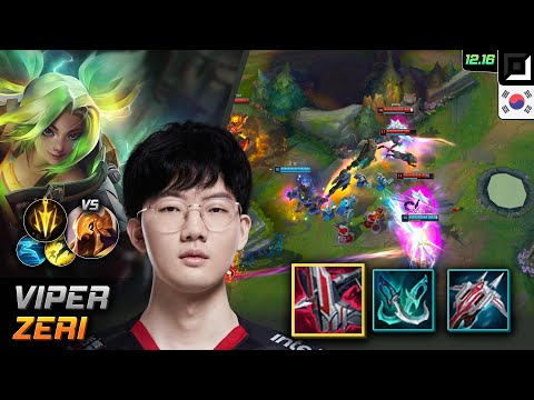 Viper Adc Zeri Build Immortal Shieldbow Lethal Tempo - Viper Zeri Match Highlight - LOL KR 12.16