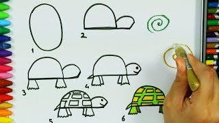 Turtle Coloring 🌿 | How to Draw | Coloring Books | Coloring Pages | Learn Colors for Children