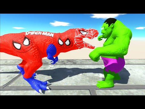 NEW SPIDERMAN T-REX vs HULK GORO DEATH RUN HEAVEN - Animal Revolt Battle Simulator