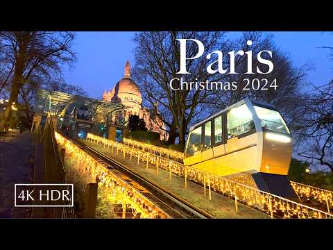 PARIS, FRANCE 🇫🇷 ⭐️- CHRISTMAS WALK IN MONTMARTRE at NIGHT - PARIS CHRISTMAS 2024  [4K HDR]