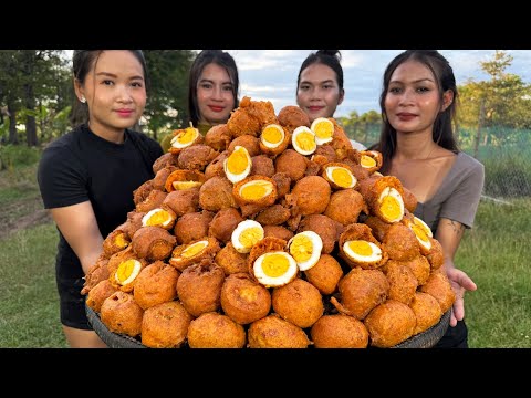 Yummy cooking deep fried egg recipe and eat