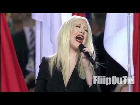 Christina Aguilera sings National Anthem at Superbowl 45 (HQ)
