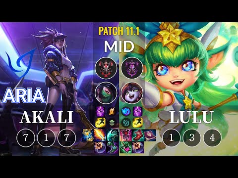 CGA Aria Akali vs Lulu Mid - KR Patch 11.1