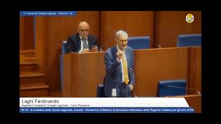 Seduta del Consiglio Regionale del 19/06/2026 . Il mio intervento sulla Proposta di Legge 78/13 di iniziativa della Giunta Regionale recante "Variazione al bilancio di previsione finanziario della Regione Calabria per gli anni 2026/2028
