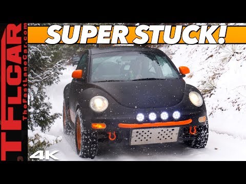 We Get Stuck IMMEDIATELY in Our Lifted Off-Road VW New Beetle Blasting Through Snow!