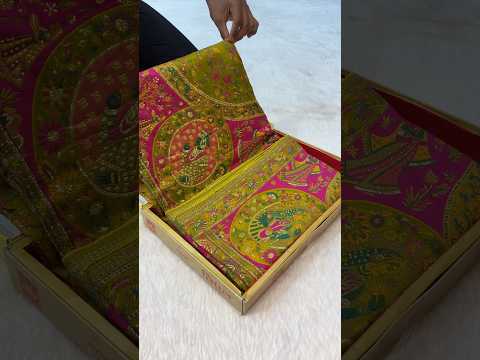 A very beautiful pure pasmina silk pineapple colour Sarees #youtube #instagram #saree #trending ￼