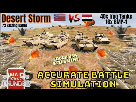 ABRAMS VS 56x IRAQ TANKS + BMP-1s - ACCURATE 73 EASTING BATTLE SIMULATION - WAR THUNDER