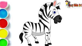🦓 How to Draw a Cute Zebra Step by Step | Easy Kids Drawing