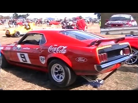 Allan Moffat 1969 TransAm Mustang fly by full noise | 427 Bathurst Monaro Longford Flying Mile