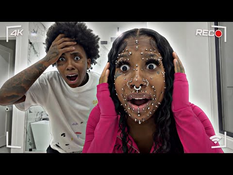 1000 FACIAL PIERCING PRANK ON FIANCÉE 😱 * HILARIOUS *