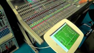 Calrec's Henry Bourne demos Soccer Sidekick at IBC2014