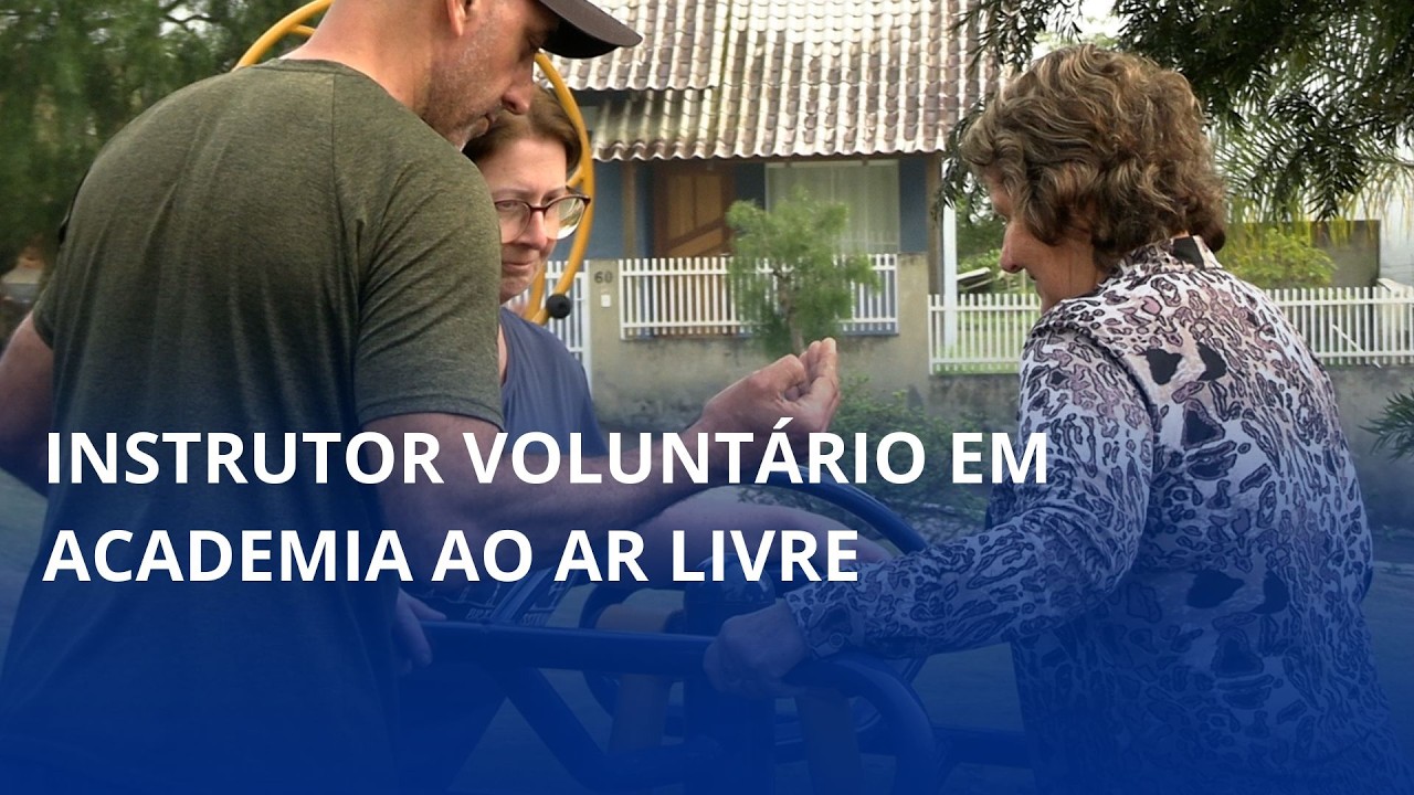 Instrutor voluntário em academia ao ar livre de Rio do Sul