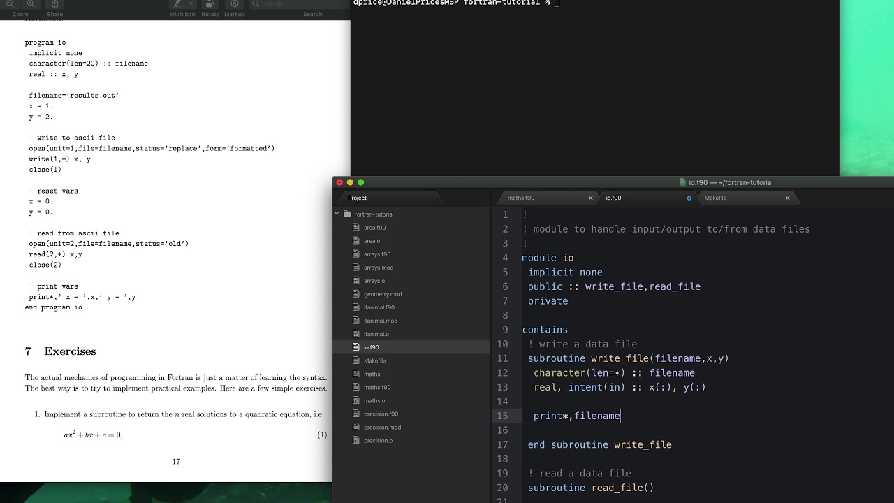 Fortran 90 tutorial - Part 4 - read/write to output files