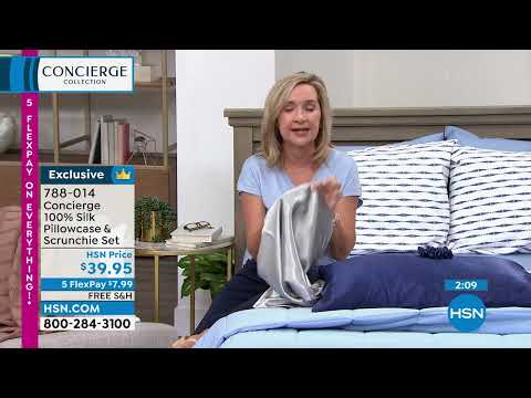 Concierge Collection 100% Silk Pillowcase and Scrunchie ...