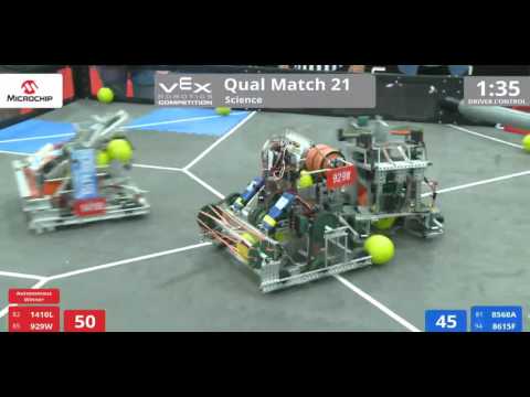VEX Worlds 2016 - VRC High School - Science - Qual 21 (1410L 929W) 254 vs 244 (8568A 8615F)