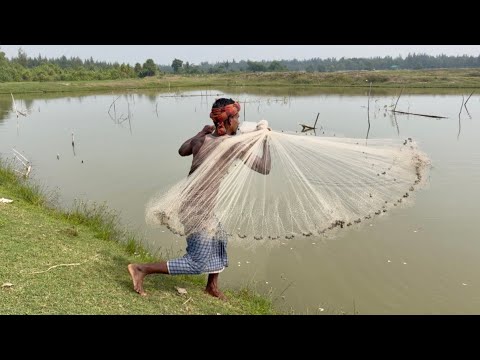 Best Net Fishing Video - Traditional Catching Fish in The River 