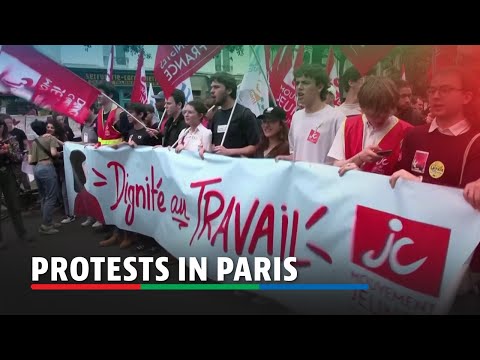 French workers protest on May Day in Paris ahead Olympic games