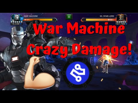 War Machine Big Buff! Crazy Damage! Big Yellow Numbers! Gameplay! - Marvel Contest of Champions