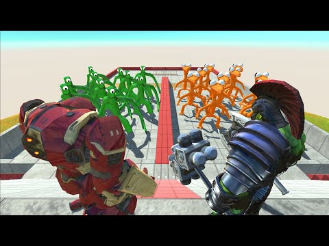 Super Hero Run Through Rainbow Friends Orange , Blue - Animal Revolt Battle Simulator