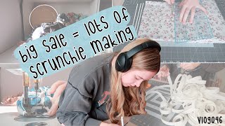 Big sale = lots of scrunchie making, room clean up, selling on etsy and shopify handmade VLOG046
