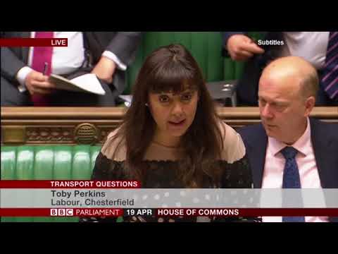 Toby Perkins MP asks question in House of Commons about the Chesterfield Canal and HS2