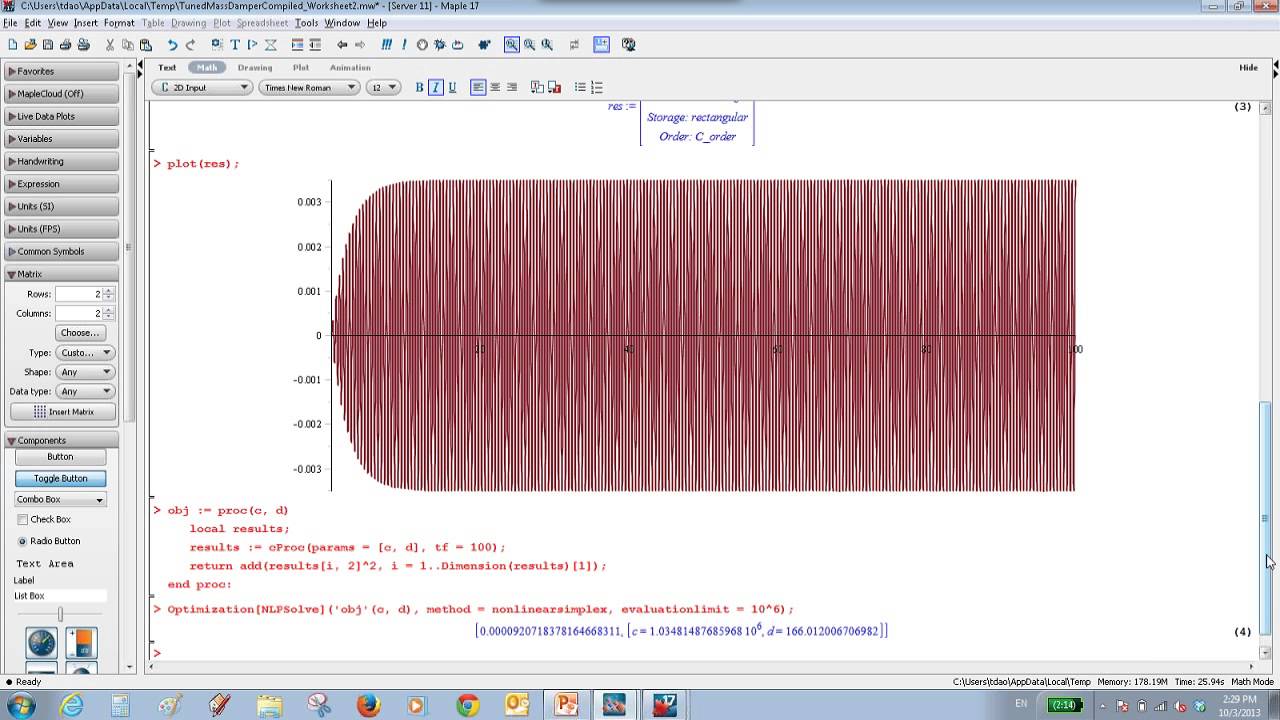 Optimization for Engineering Applications with MapleSim and Maple Global Optimization Toolbox