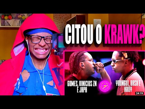 (5 ROUNDS DE RIMA) GOMES, VINICIUS ZN E JAPA X YOUNGUI, BASK E KROY | React [BDA 7 ANOS]