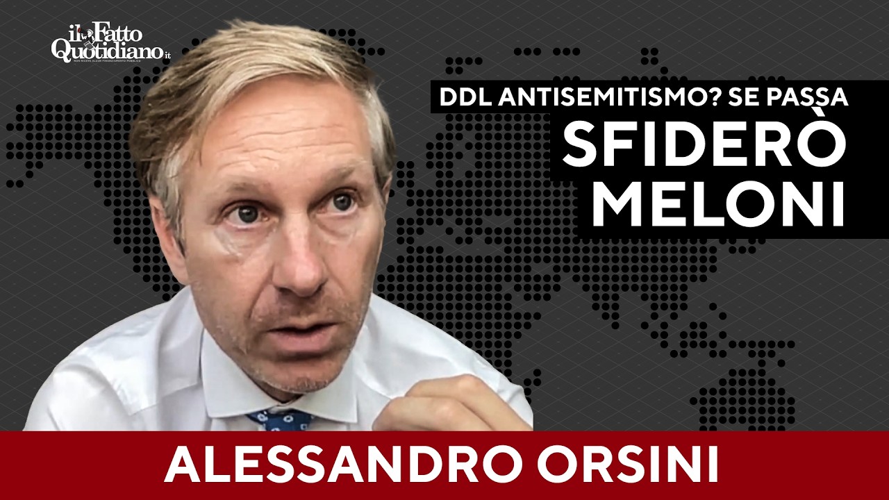 Orsini contro il ddl antisemitismo: “Voglio portare questa sfida alla Camera o al Senato”