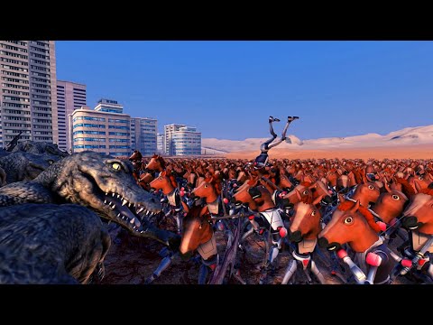 4,000 SAMURAI HORSE ROBOTS VS 4,000 CROCODILE WARRIORS | Ultimate Epic Battle Simulator UEBS
