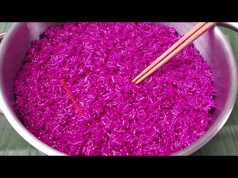 XÔI LÁ CẨM NƯỚC CỐT DỪA nấu theo cách này màu đẹp béo ngon dẻo mềm khi để nguội