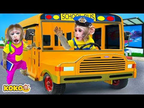 Koko Monkey Has Trouble With School Bus | Pretend Play Bus Driver | KUDO KOKO CHANNEL