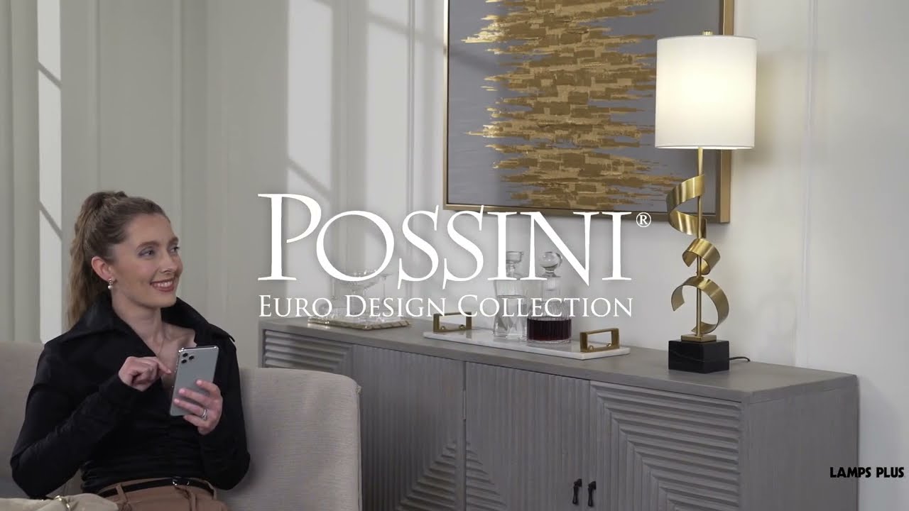 Video 1 Watch A Video About the Possini Euro Design Modern Scroll Gold Console Table Lamp