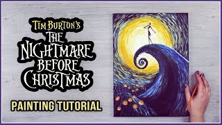 Acrylic Painting on a Canvas Tutorial for Halloween | The Nightmare Before Christmas x Van Gogh