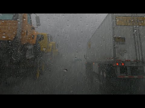Driving HEAVY RAIN and Thunder Sleep in Vehicle Noise for Relax Study Homework