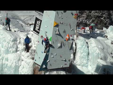 Noah Rowley at Qualifying Day 1 for UIAA Ice Climbing North American Championships 2022 in Ouray
