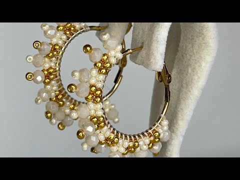 Kum ve kristal boncukla halka küpeler