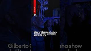 Gilberto Gil acompanha show de Elton John no gramado do Rock in Rio 20