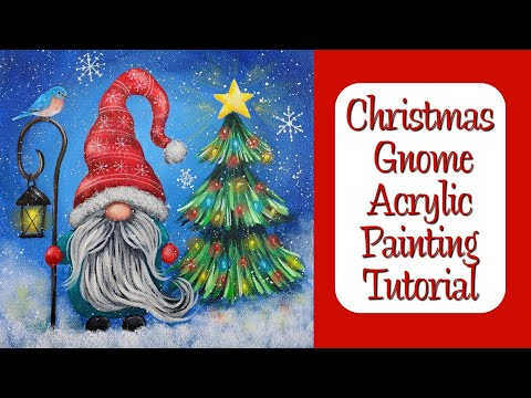 How to Paint a CHRISTMAS GNOME with TREE| Step by Step Acrylic Painting Tutorial | LIVESTREAM