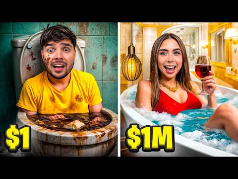 24 HORAS en HOTELES DE 1$ vs 1.000.000$ !!