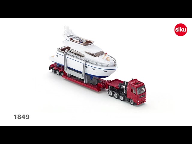 Vídeo relacionado con Siku 1849 Transportador de Carga Pesada con yate, Neumáticos de Goma, 1:87, Metal/Plástico, Multicolor