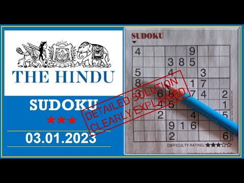 How to Solve 3 Star Hindu  Sudoku Jan 03,  2023 -  Step By Step Solution