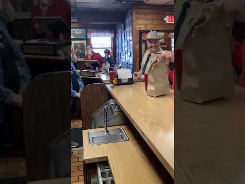 Smoky And the bandit reenactment scene in the original old Hickory House barbecue restaurant￼