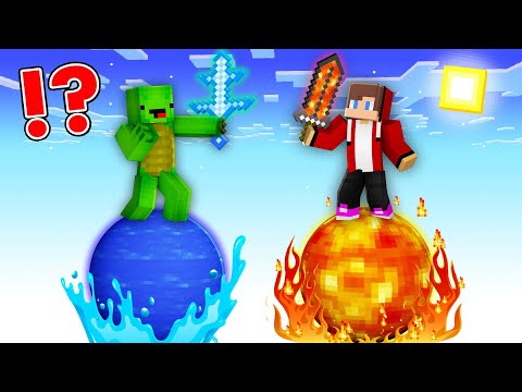 JJ vs Mikey on SPHERE PLANET Lava vs Water in Minecraft Challenge - Maizen JJ and Mikey