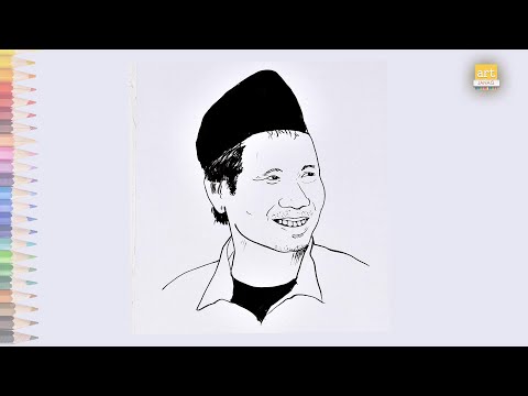Gus Baha drawing easy | How to draw Gus Baha / Ahmad Bahauddin Nursalim drawing step by step