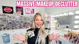 HUGE MAKEUP DECLUTTER & ORGANIZATION 2023 😱 GETTING RID OF ALL MY MAKEUP | KELLY STRACK