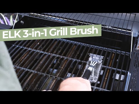 ELK Triple Head Grill Brush - Fast and Efficient BBQ Grate Cleaning Tool with Durable Stainless Steel Bristles