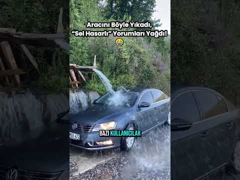Aracını Böyle Yıkadı Sel Hasarlı Yorumları Yağdı! 😂