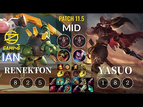 OZ Ian Renekton vs Yasuo Mid - KR Patch 11.5